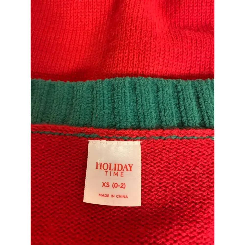 Holiday Time Cardigan Sweater Snowflakes Tree Sequins Hearts Christmas Size XS - Picture 4 of 10